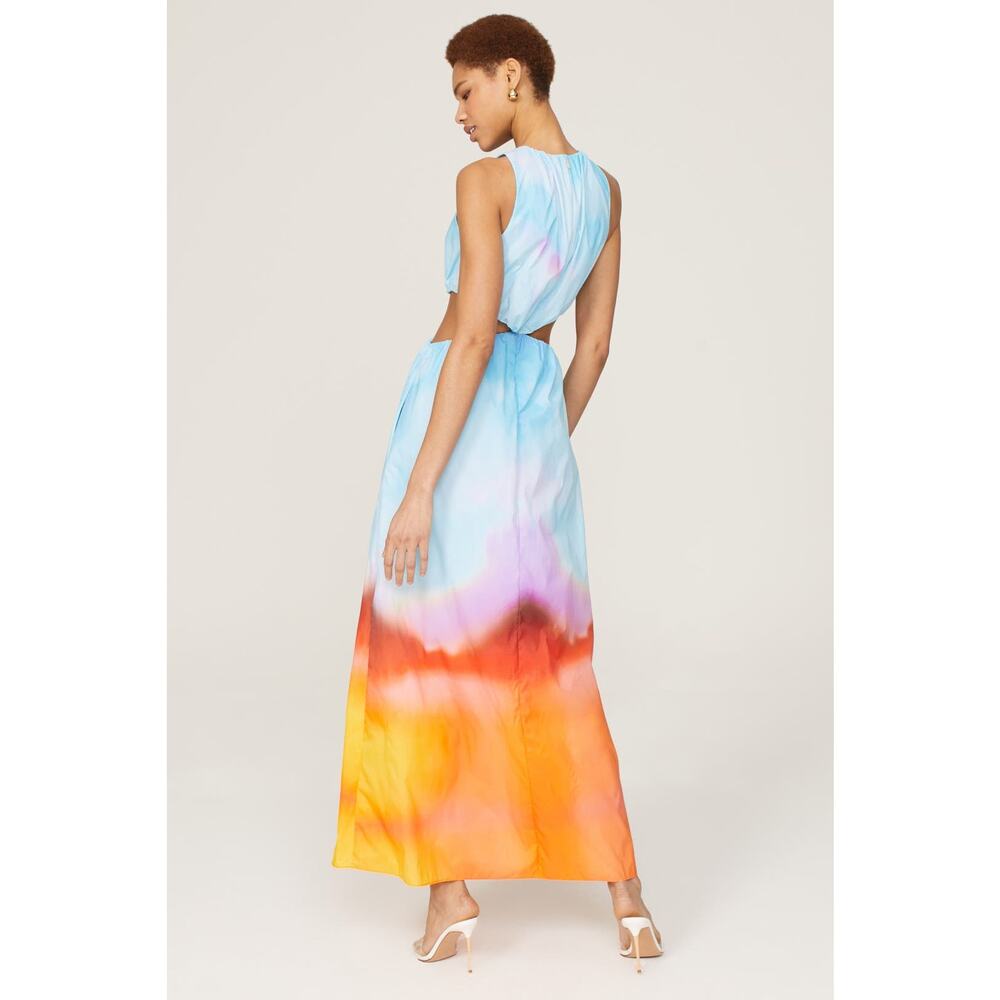 Jonathan Simkhai Alfie Dress Blue Tie Dye Side Cutout Maxi Sleeveless Sz L - Picture 3 of 16